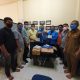 FOTO/ HUMAS KNPI ACEH Ketua KNPI Aceh Wahyu Saputra masker dan hand sanitezer kepada Ketua KNPI Aceh Besar Rahmat Aulia, di Kantor Sekretariat KNPI Aceh Besar, Lambaro, Kecamatan Ingin Jaya.