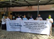 Solusi Bangun Andalas Bantuan Masker dan Hand Sanitizer kepada Jurnalis Aceh