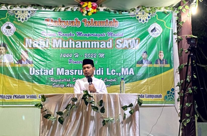 Peringatan Maulid di Lampanah Indrapuri, Ustad Marul Aidi Ajak Masyarakat Tak Lupakan Sejarah Nabi