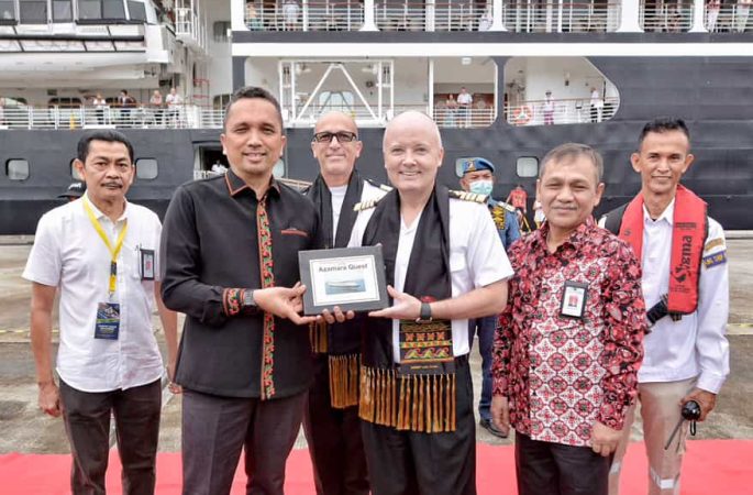 Sambut Kapal Pesiar MV Azamara, Pj Wali Kota Sabang: Momentum Tingkatkan Kunjungan Wisatawan