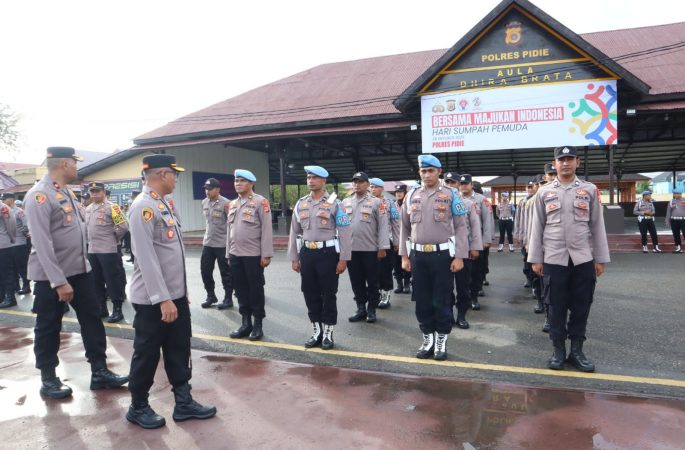 Kapolres Pidie Pimpim Pengecekan Pejabat dan personil Operasi Mantap Brata Seulawah 2023-2024