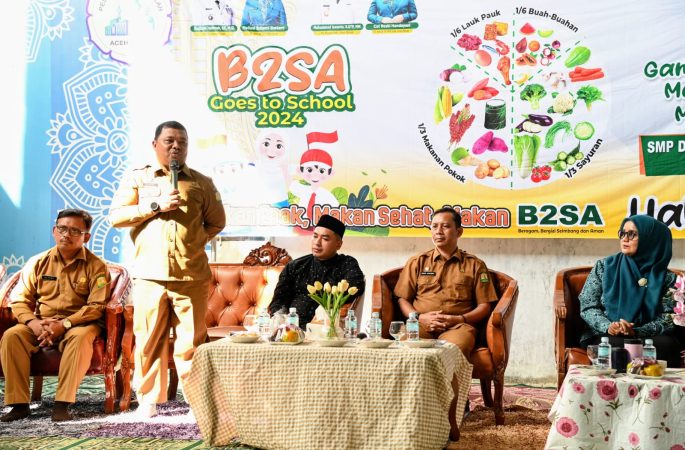 Wakili Pj Bupati, Sekda Aceh Besar Sambut Pj Ketua TP – PKK Aceh Pada Roadshow B2SA di SMP Ruhul Falah Kuta Malaka