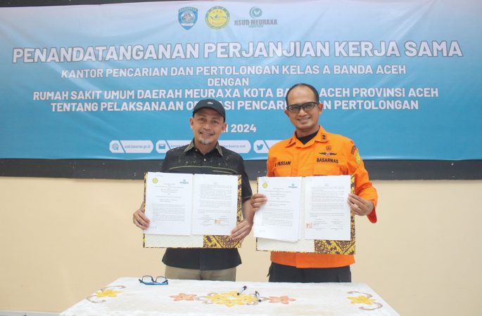 Basarnas Aceh dan RSUD Meuraxa Teken Kerja Sama Tentang Pelaksanaan Operasi Pencarian dan Pertolongan
