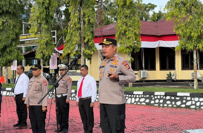 Polres Gelar Apel Persiapan Pengamanan Pelantikan Anggota DPRK Aceh Besar