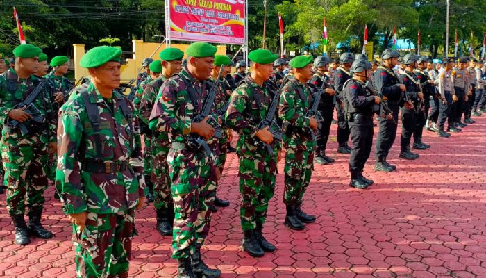 Kodim 0101/KBA Kerahkan Personel Ikuti Apel Gelar Pasukan di Polres Aceh Besar