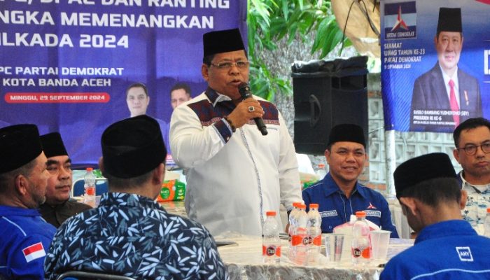 Aminullah Hadiri HUT ke 23 Partai Demokrat, Tawarkan Biaya Perkawinan ke Pemuda Banda Aceh