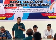 Kadisparpora Abdullah Buka Raker KONI Aceh Besar 2024