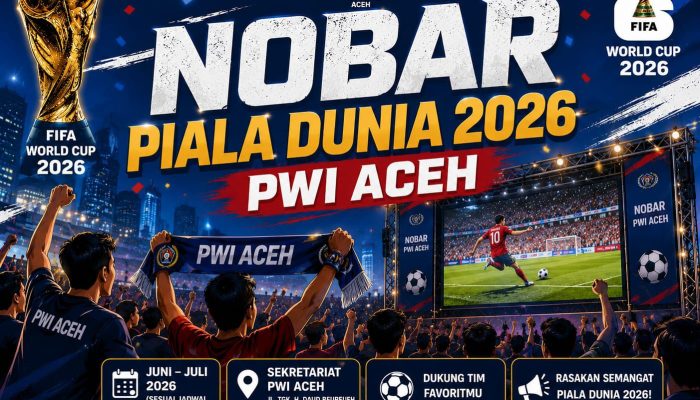 PWI Aceh Semarakkan Piala Dunia 2026, ‘Sulap’ Basement Kantor Jadi Tempat Nobar