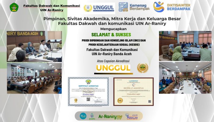 Prodi BKI dan Kesos FDK UIN Ar-Raniry Raih Akreditasi Unggul