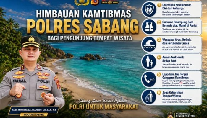Polres Sabang Imbau Wisatawan Utamakan Keselamatan saat Berlibur