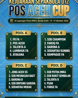 Talenta Merah Ditantang Lambhuk FA di Laga Pembuka Pos Aceh Cup U-12
